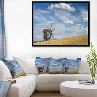 Designart - Cloudy Sky and Windmill Summer day