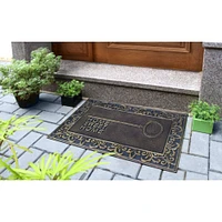 RugSmith Black & Gold Home Sweet Home Key Molded Rubber Doormat