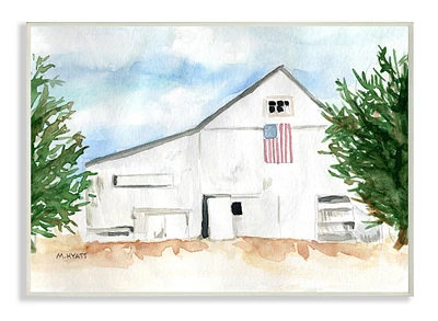 Stupell Industries American Barn Watercolor Wooden Wall Plaque