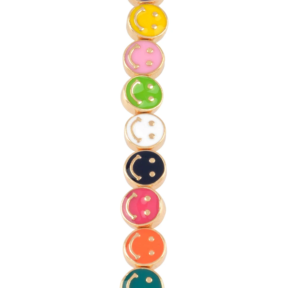 Multicolor & Gold Smiley Face Disc Beads, 9.5mm by Bead Landing™