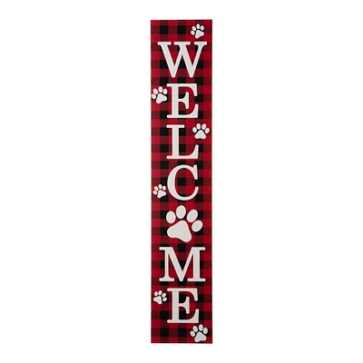 Glitzhome® 42" Plaid Pet "WELCOME" Wooden Porch Sign