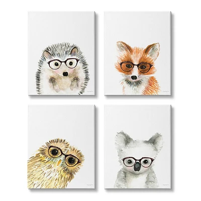 Stupell Industries Adorable Forest Animals with Glasses Owl Fox,16" x 20"