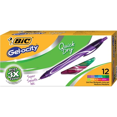 12 Packs: 12 ct. (144 total) BIC® Gel-ocity® Fashion Colors Quick Dry Retractable Gel Pens