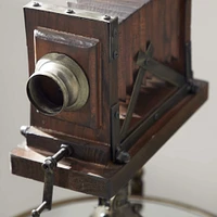 17" Brown Wood Vintage Camera Sculpture
