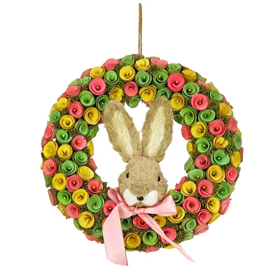 16" Floral Wreath with Bunny Head Center