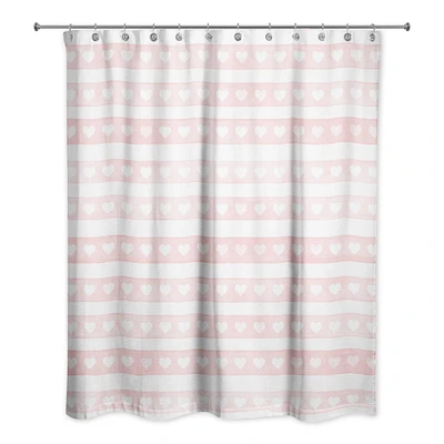 Simple Watercolor Stripe Heart Pattern Shower Curtain