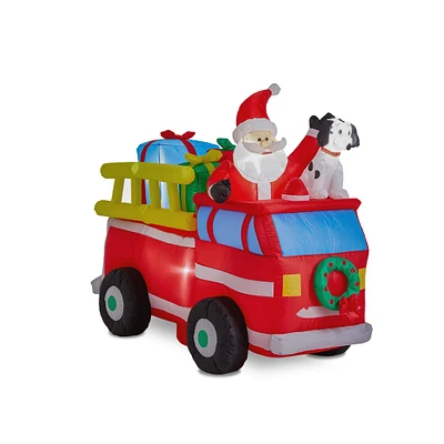 Glitzhome® 7ft. Inflatable Santa in Truck With Lights