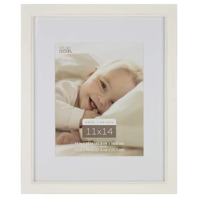 White Wooden 11" x 14" Frame with Mat, Home by Studio Décor®