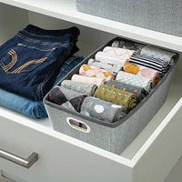 Simplify 13" Gray Herringbone Grommet Shelf Tote