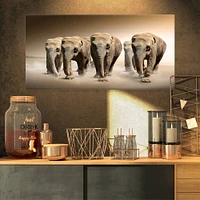 Designart - Walking Herd of Elephants - Animal Canvas Wall Art