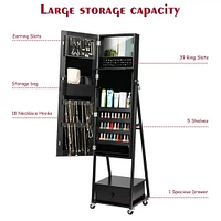 NEX™ 5ft. Black Jewelry Armoire on Casters with Chest Drawer