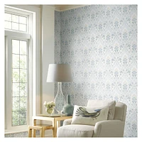 RoomMates White & Blue Persian Damask Peel & Stick Wallpaper