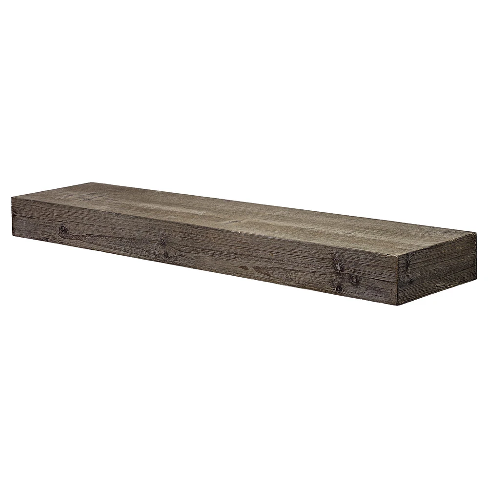 Large Gray Rustic Wood Floating Wall Shelf