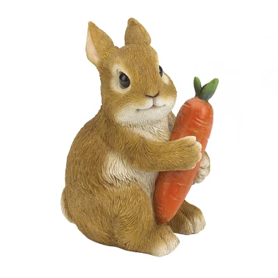 5" Bunny Hugging Carrot Garden Figurine