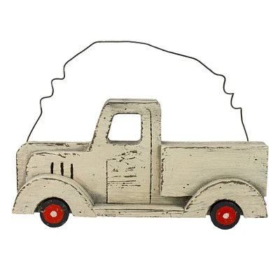 White Wooden Pick Up Truck Fall Harvest Hanging Wall Décor