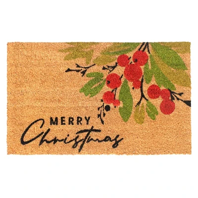 RugSmith Red Machine Tufted Holiday Merry Christmas Berry Area Rug, 18'' x 30''