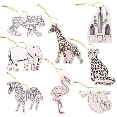 12 Packs: 8 ct. (96 total) Animals Color-In Wood Ornaments by Creatology™