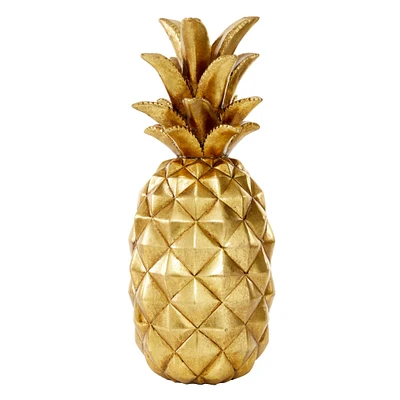 14" Gold Polystone Traditional Decorative Pineapple