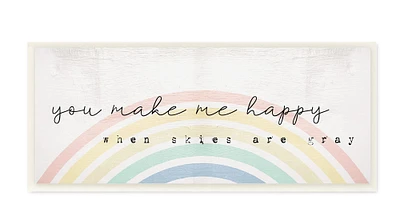 Stupell Industries You Make Me Happy Quote Rustic Rainbow Arches, 7" x 17"