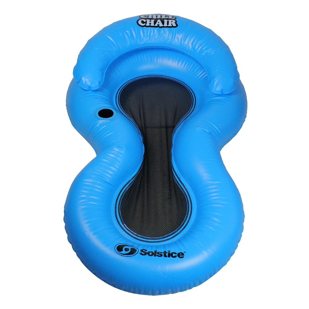 61" Inflatable Blue Chill Swimming Pool Floating Lounge Chair