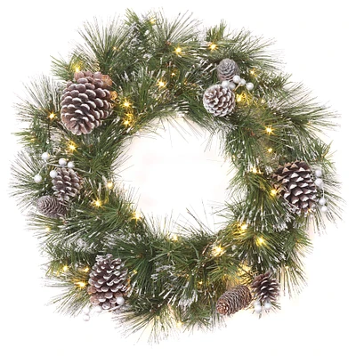 24'' LED Whitter Pine Wreath