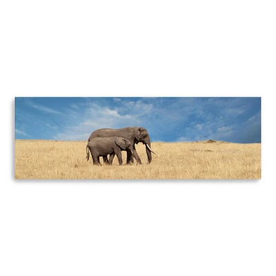 Elephant And Her Calf Canvas Giclee