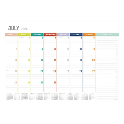 TF Publishing 2024-2025 Medium Rainbow Blocks Desk Pad Calendar