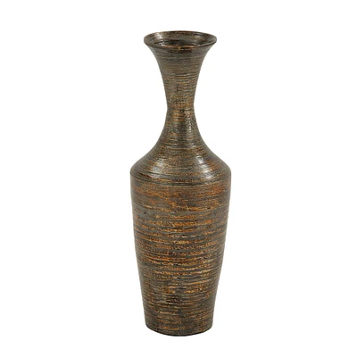 Dark Brown Bamboo Traditional Vase