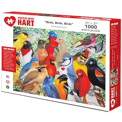 Hart Puzzles Birds, Birds, Birds by Wendy Russell 1,000 Piece Jigsaw Puzzle