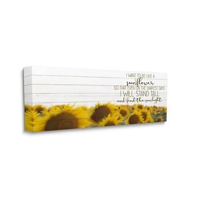 Stupell Industries Be Like A Sunflower Wood Texture Inspiring Word Canvas Wall Art