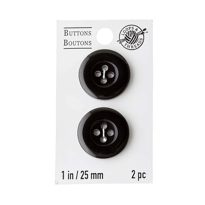 1" Black Buttons, 2ct. by Loops & Threads™