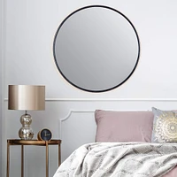 Habitat Adelina 30" Black Circular Wall Mirror