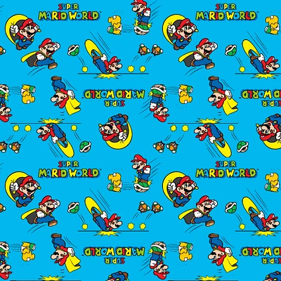 Nintendo® Mario Blue Retro Super Mario World Cotton Fabric