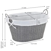 Household Essentials Gray Wicker Lined Laundry Basket