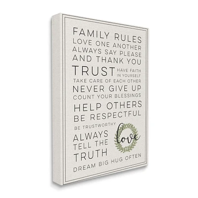 Stupell Industries Family Rules Love Dream Often Canvas Wall Art