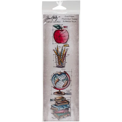 Stamper's Anonymous Tim Holtz® Schoolhouse Mini Blueprints Strip Cling Stamps