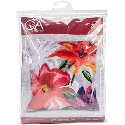RTO Collection D'Art Stylish Flowers I Stamped Needlepoint Cushion