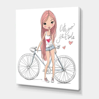 Designart - Young Girl With Bicycle