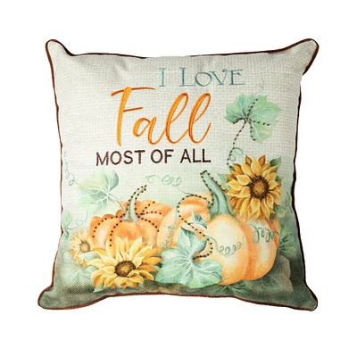 Glitzhome® 20" Fall Embroidered Pumpkin Pillow