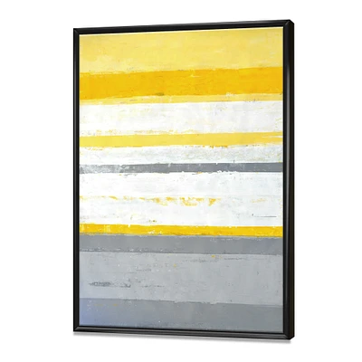 Designart - Grey and Yellow Blue Abstract XIII - Modern Framed Canvas Wall Art Print