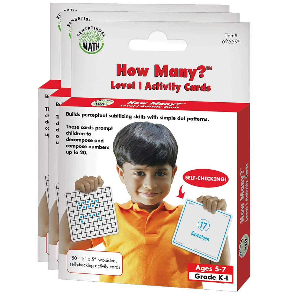 Sensational Math™ How Many? Activity Cards Level I, 3 Packs of 50