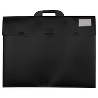 JAM Paper Black Thin Portfolio File Carry Cases with Handles Set