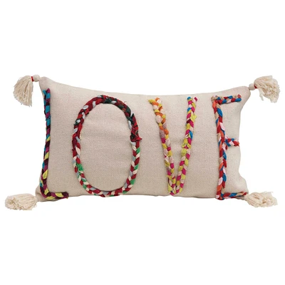 Love Chindi Appliqued Cotton Pillow
