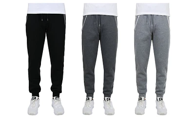 Galaxy by Harvic Men's Fleece-Lined Zip-Pocket Jogger Sweatpants 3 Pack