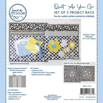 June Tailor® Gray Quilt As You Go Project Bag Kit with Zippity-Do-Done™ Zipper