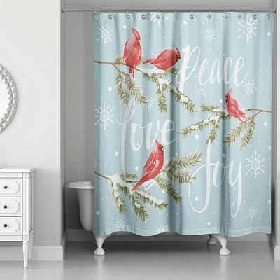 Peace Love Joy Cardinals Shower Curtain