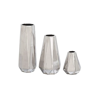 CosmoLiving by Cosmopolitan Silver Stoneware Glam Vase Set