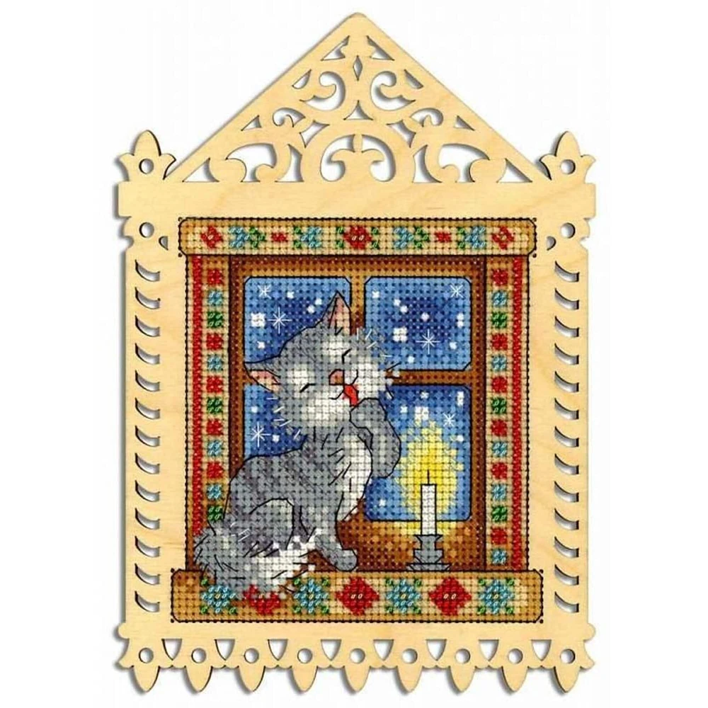 MP Studia Winter Evening Cross Stitch On Wood Kit