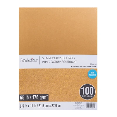 9 Packs: 100 ct. (900 total) Gold Shimmer 8.5" x 11" Cardstock Paper by Recollections™