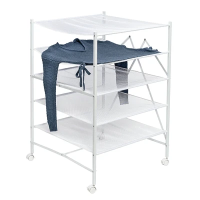 Honey Can Do White 5-Tier Rolling Clothes Drying Rack